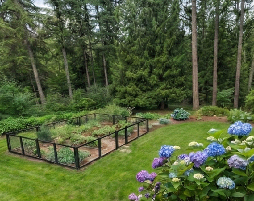 Blue hydrangeas in the garden